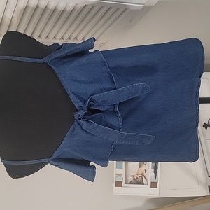 a'gaci Blue Ruffle Tie-Back Top